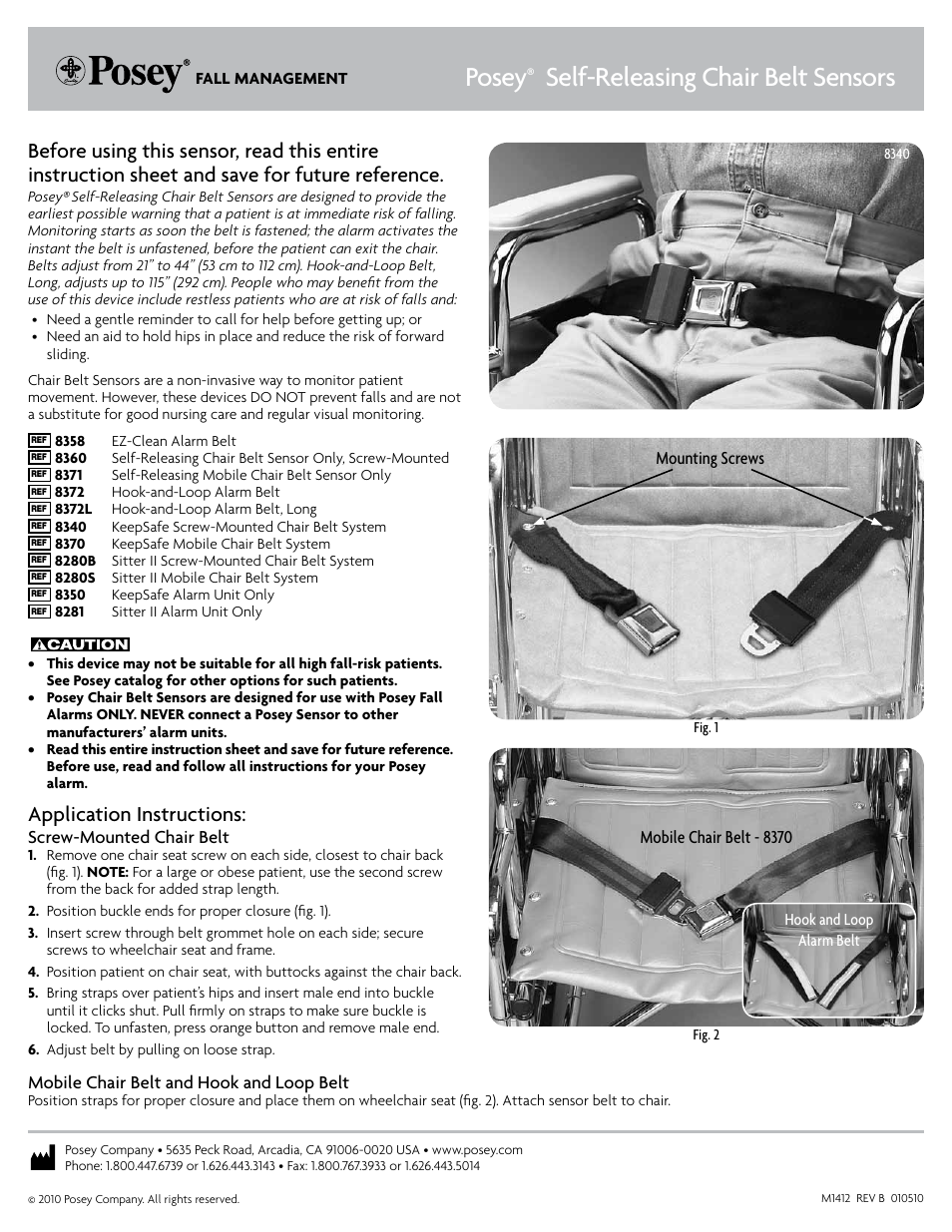Posey Mobile Chair Belt Sensor User Manual | 2 pages