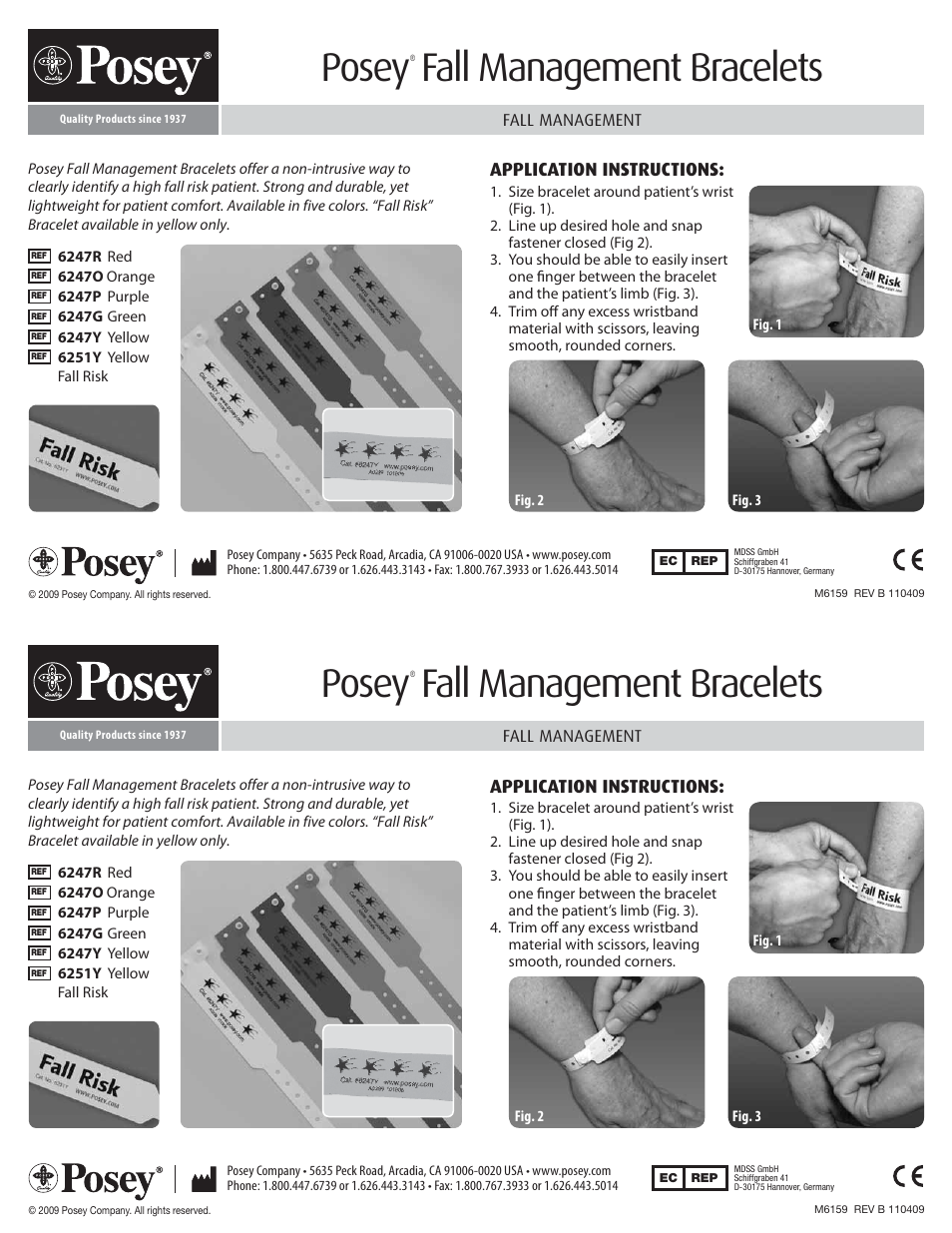 Posey Fall Precaution Bracelets User Manual | 1 page