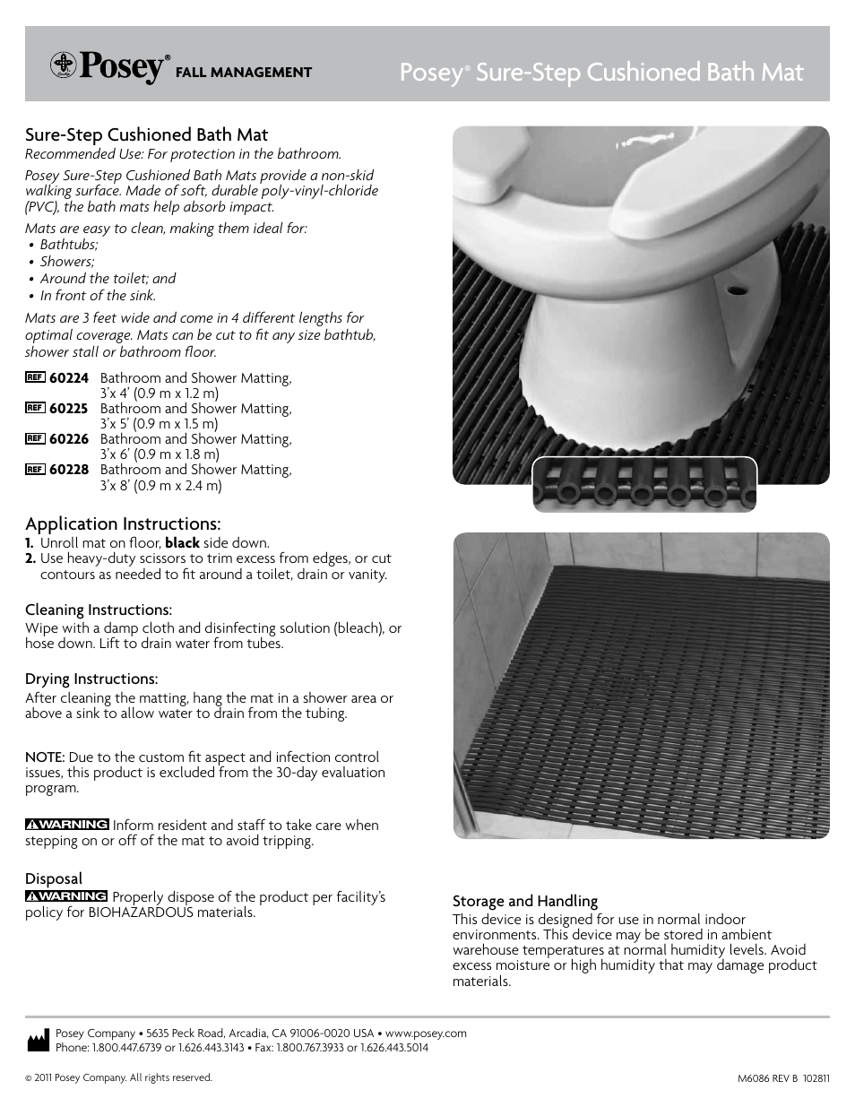 Posey Sure-Step Cushioned Bath Mat User Manual | 1 page