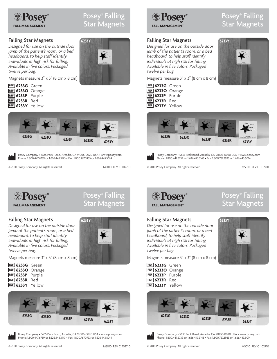 Posey Falling Star Magnets User Manual | 1 page