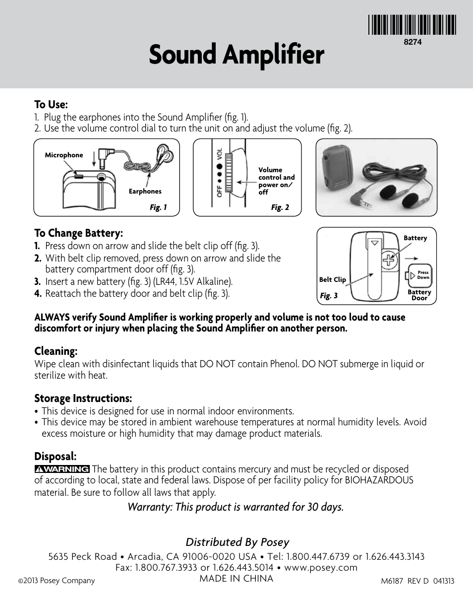 Sound amplifier | Posey Sound Amplifier User Manual | Page 2 / 2