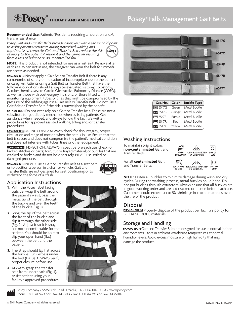 Posey Fall Management Gait Belts User Manual | 2 pages