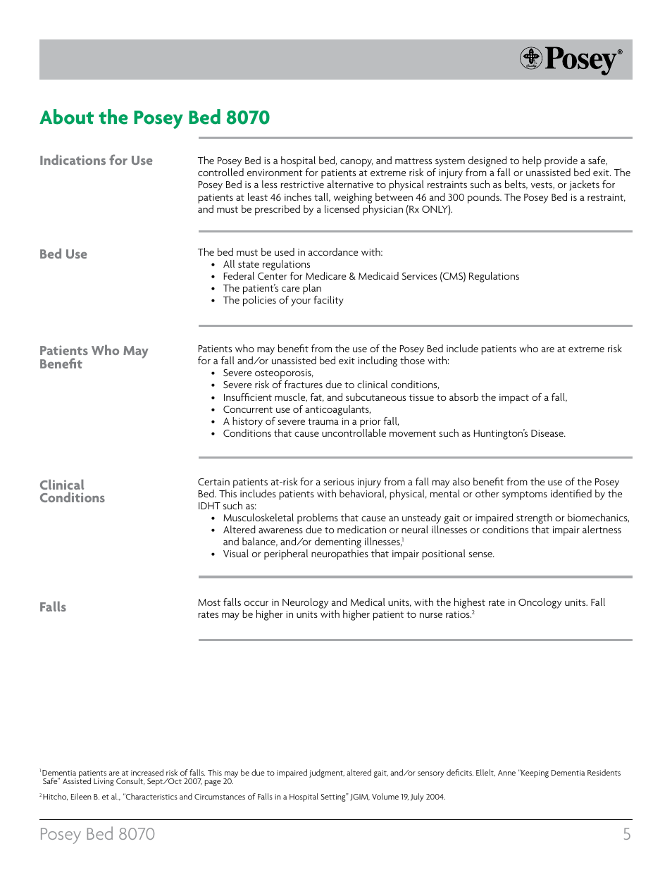 About the posey bed 8070 | Posey Bed 8070 User Manual | Page 5 / 36