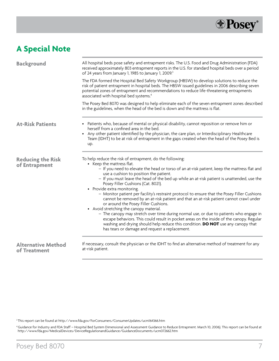 Posey Bed 8070 User Manual | Page 7 / 36