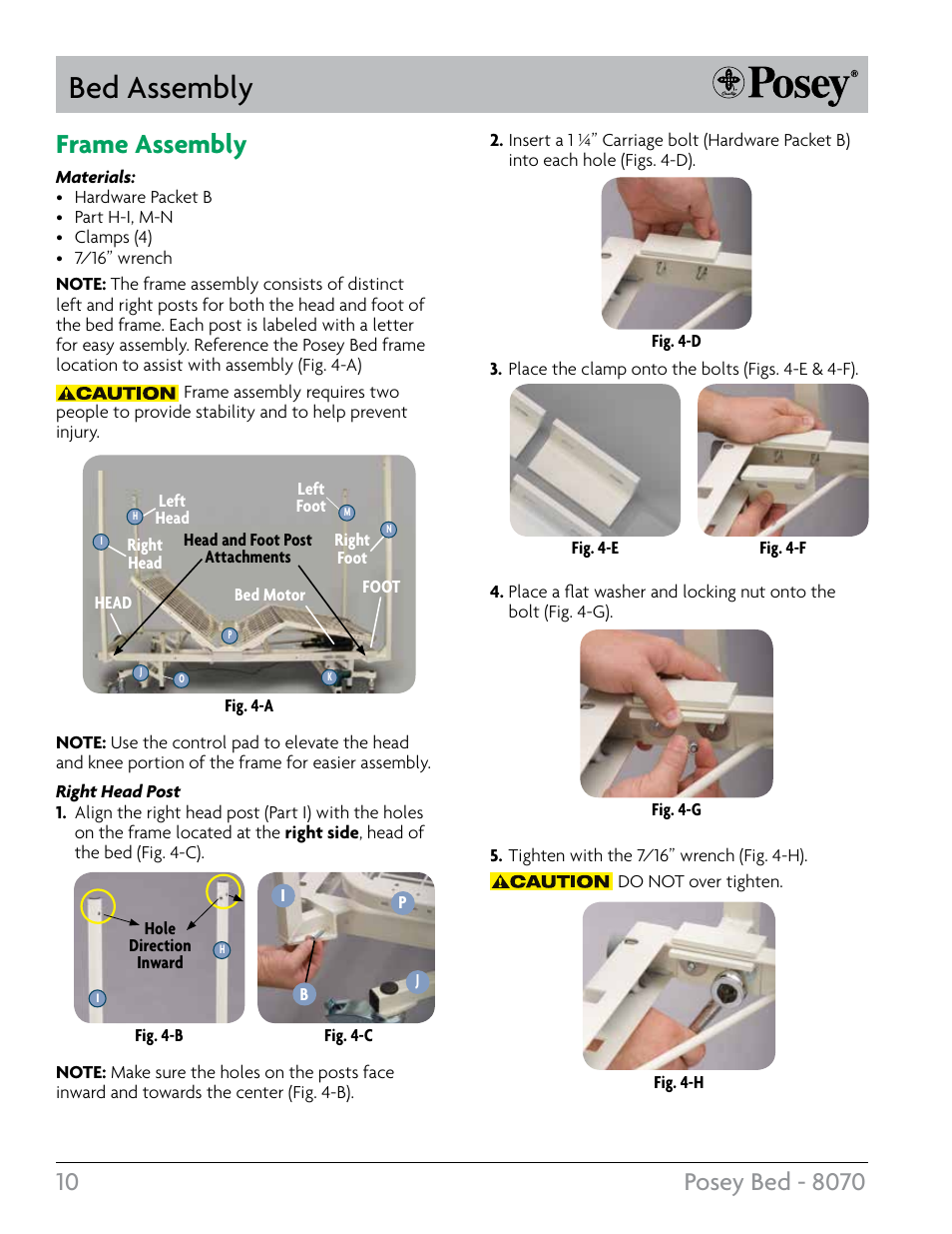 Bed assembly, Frame assembly | Posey Bed 8070 User Manual | Page 10 / 24