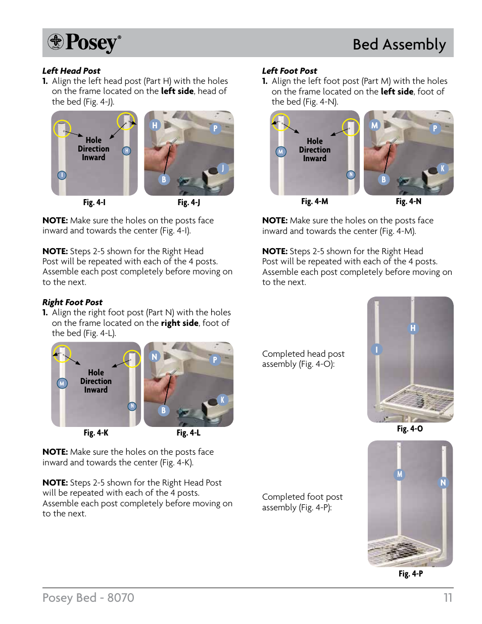 Bed assembly | Posey Bed 8070 User Manual | Page 11 / 24