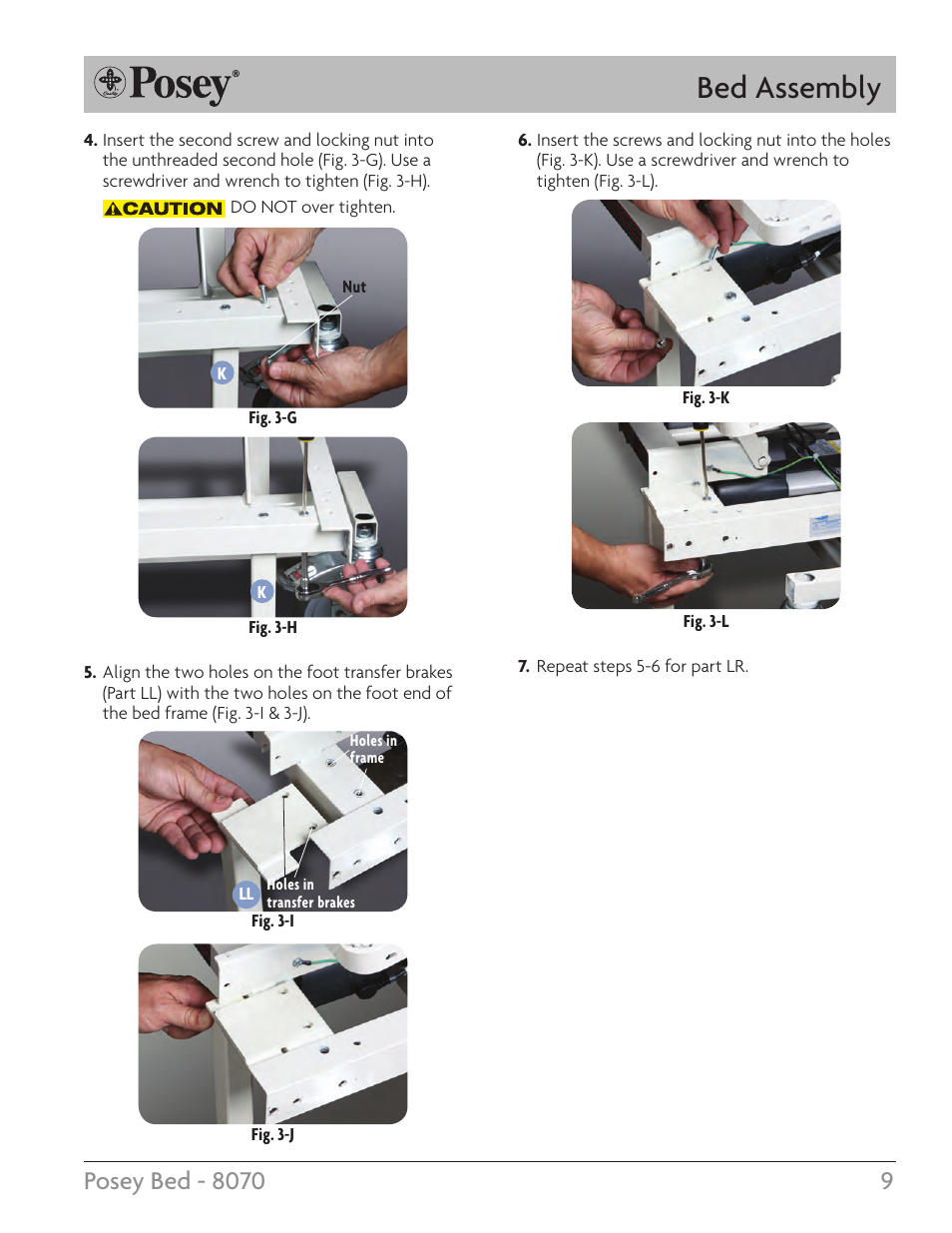 Bed assembly | Posey Bed 8070 User Manual | Page 9 / 28