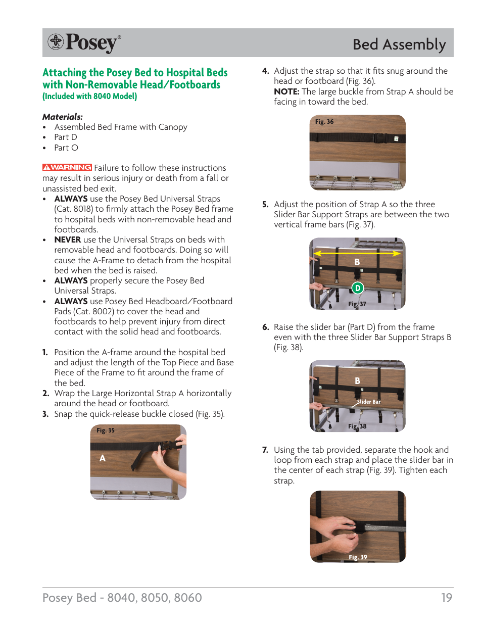 Bed assembly | Posey Bed 8060 User Manual | Page 19 / 28