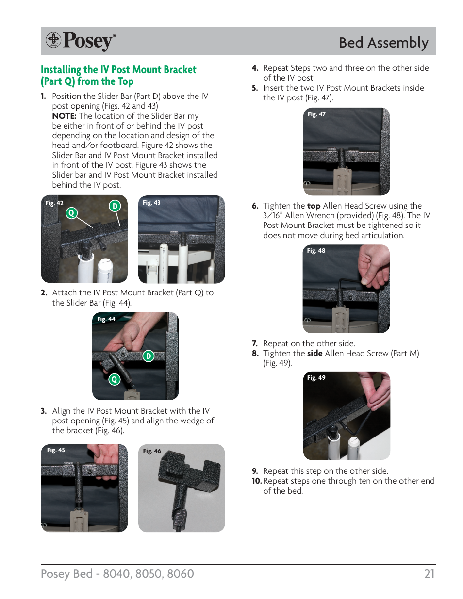 Bed assembly | Posey Bed 8060 User Manual | Page 21 / 28