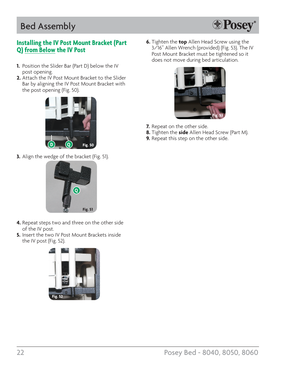 Bed assembly | Posey Bed 8060 User Manual | Page 22 / 28