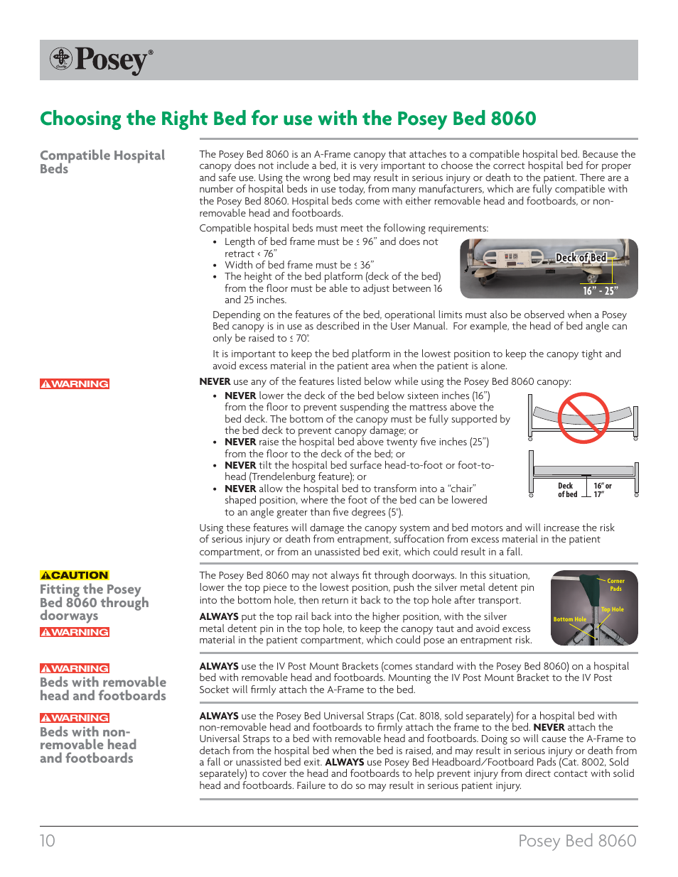 Posey Bed 8060 User Manual | Page 10 / 40