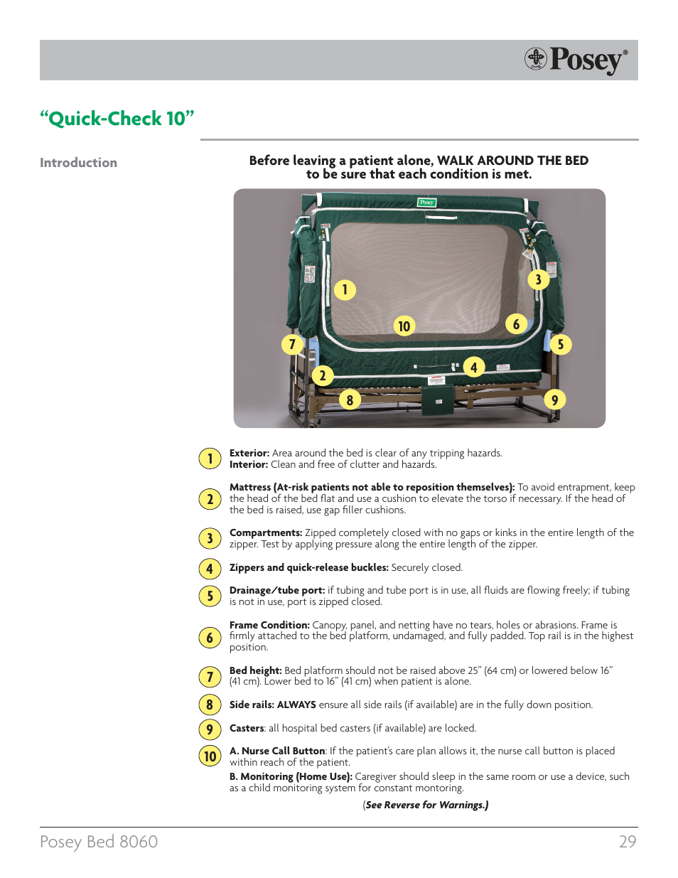 Quick-check 10 | Posey Bed 8060 User Manual | Page 29 / 40