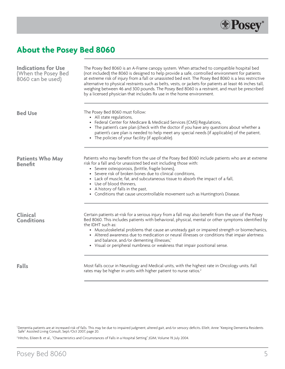 About the posey bed 8060 | Posey Bed 8060 User Manual | Page 5 / 40