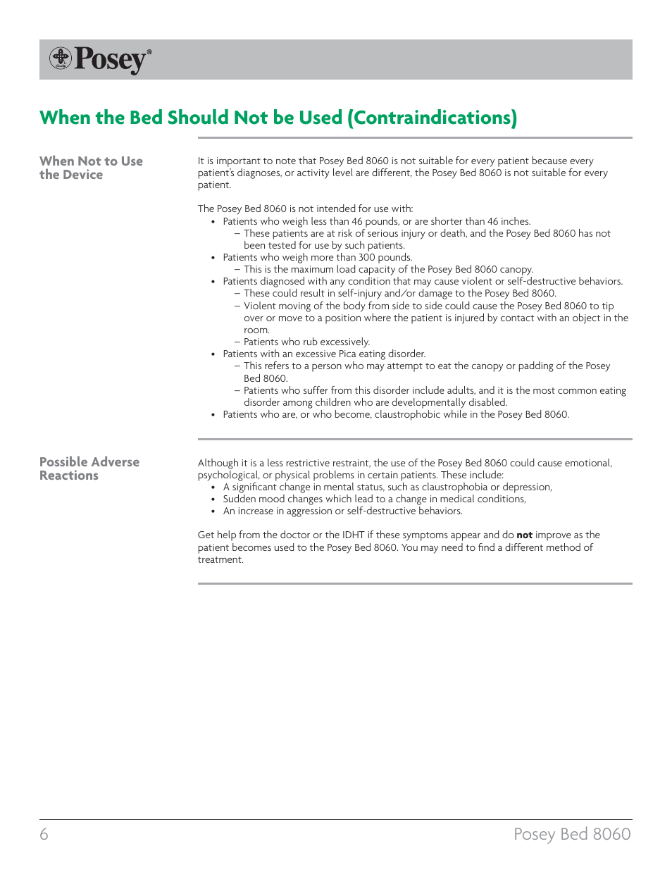Posey Bed 8060 User Manual | Page 6 / 40