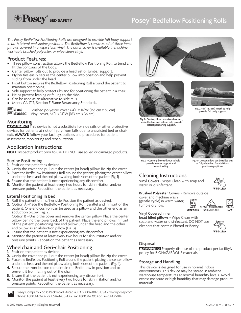 Posey Bedfellow Positioning Rolls User Manual | 1 page