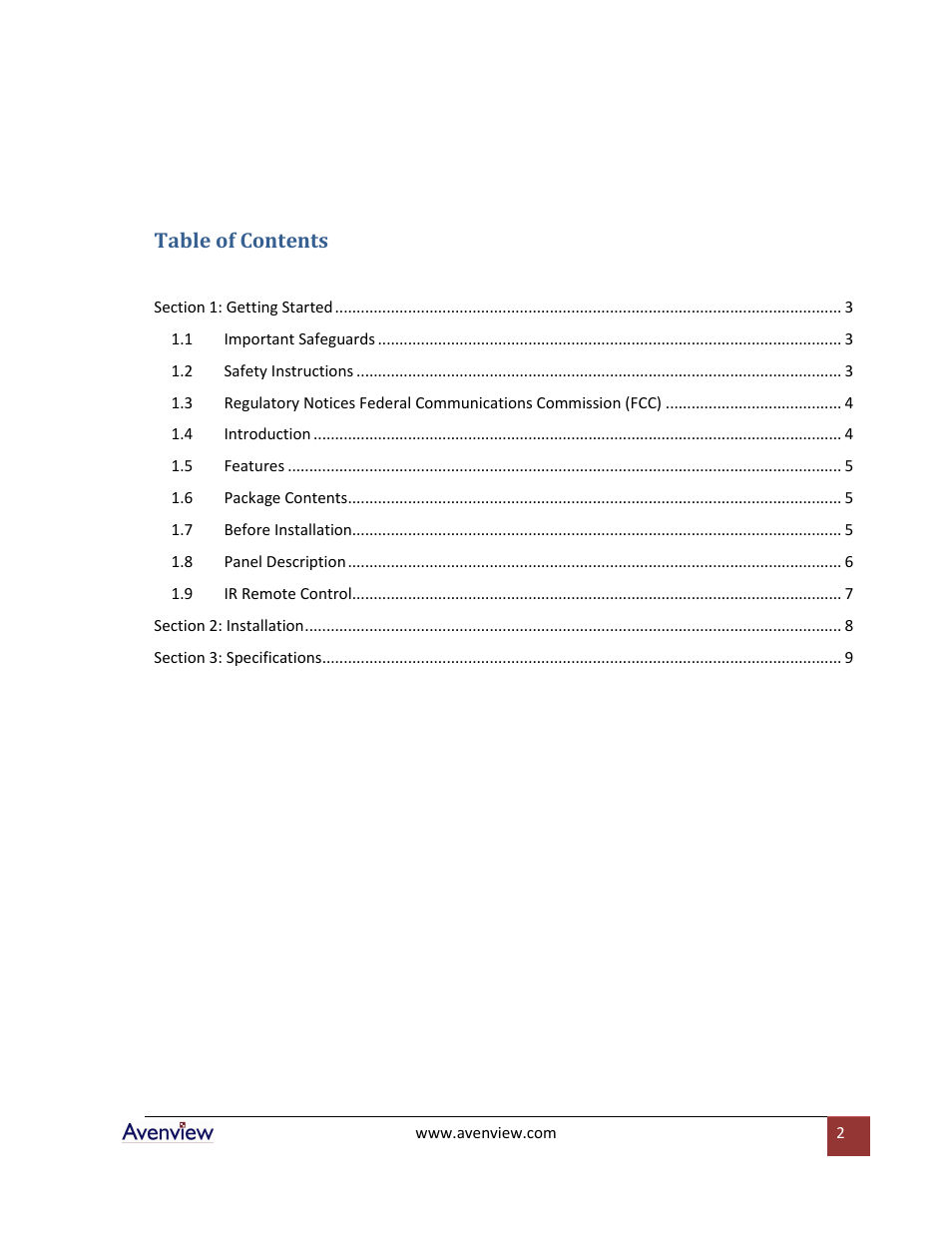 Avenview SW-HDSDI-8X2 User Manual | Page 2 / 10