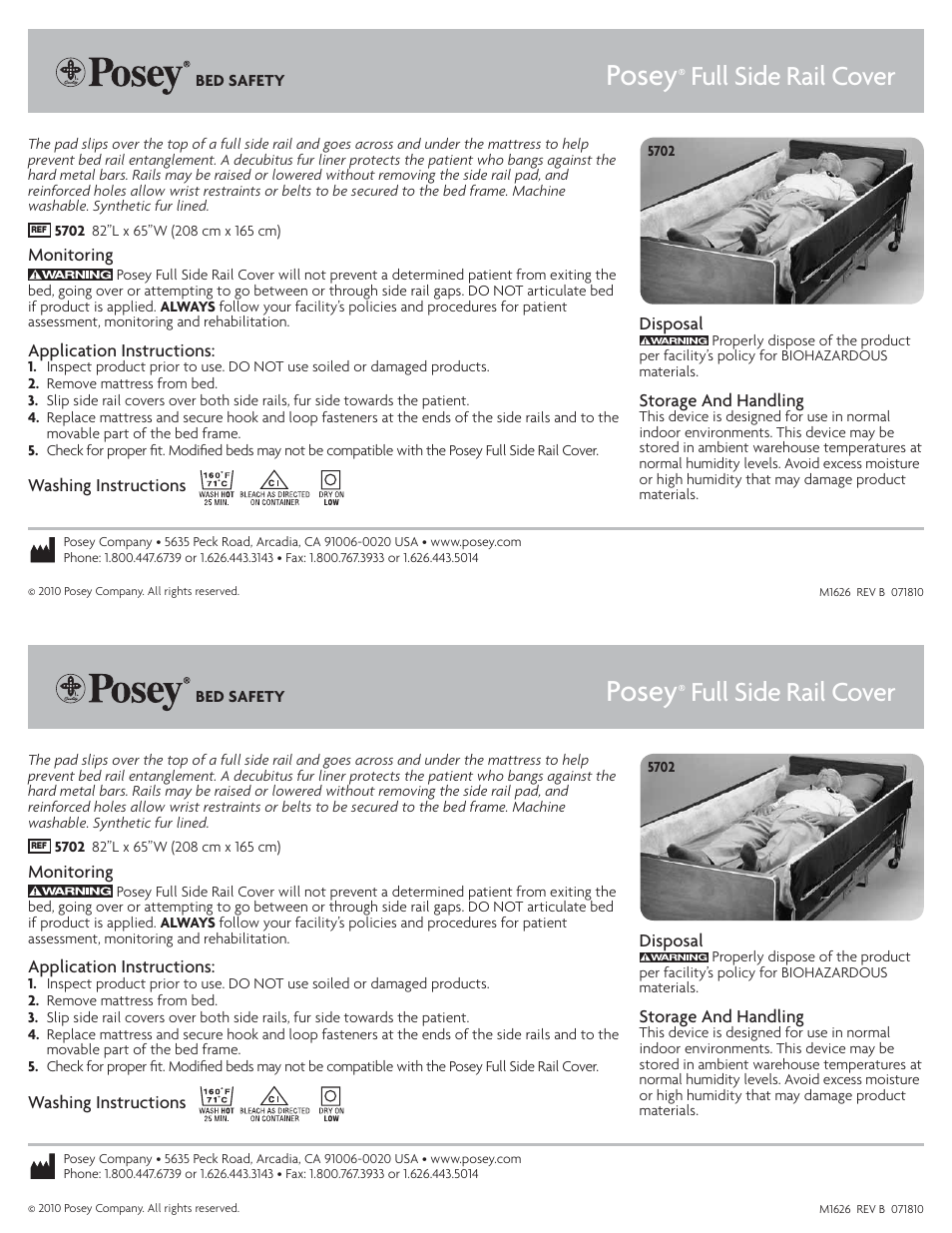 Posey Full Side Rail Cover User Manual | 1 page