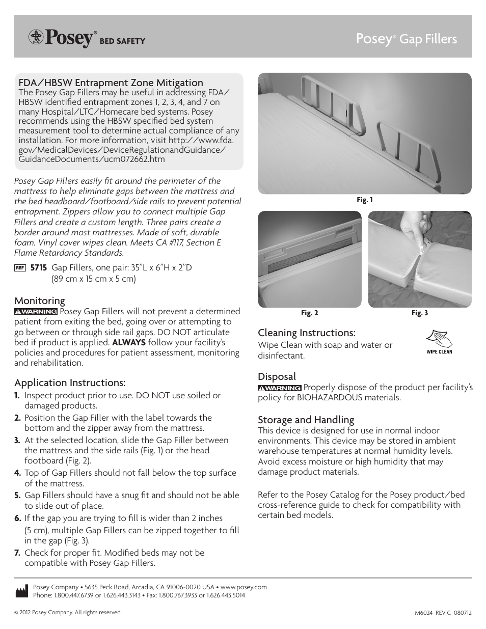 Posey Gap Fillers User Manual | 1 page