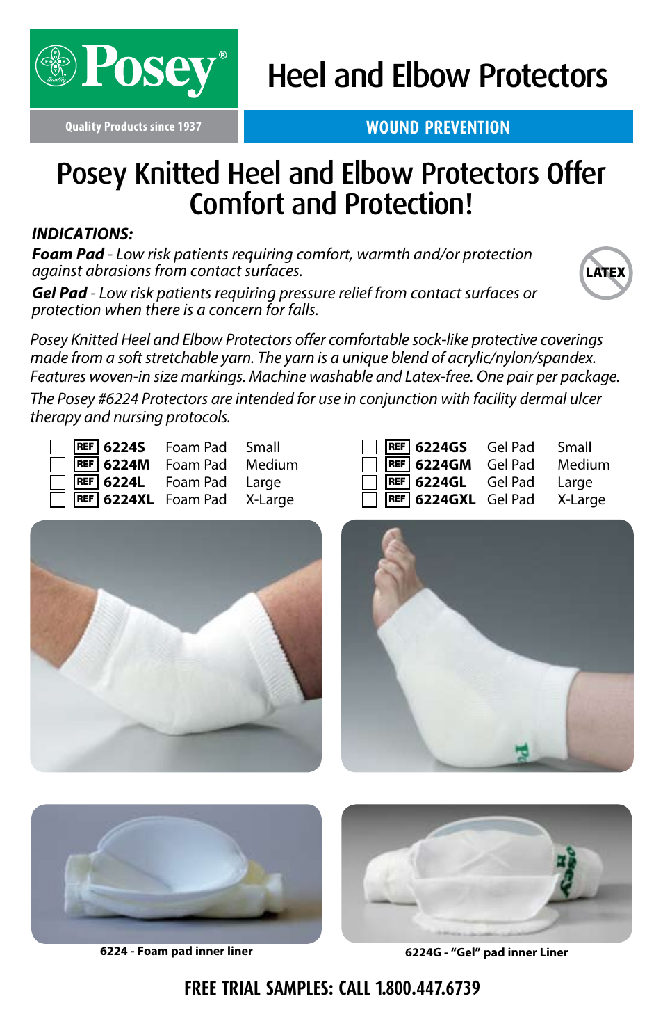 Posey Knitted "Gel Heel/Elbow Protectors" User Manual | 2 pages