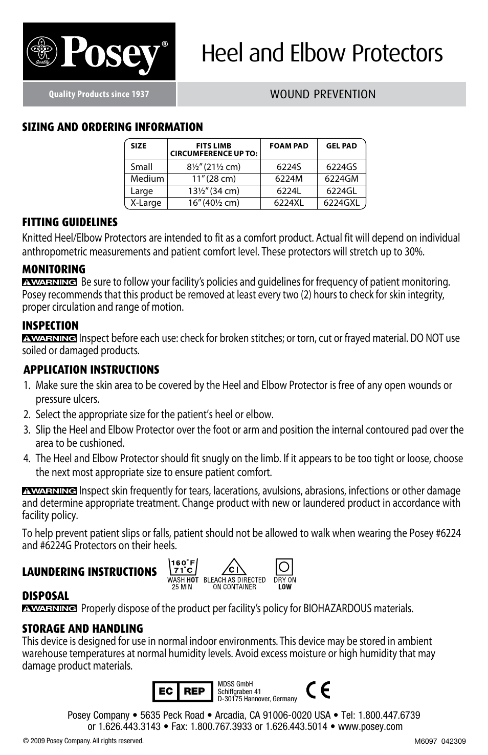 Heel and elbow protectors | Posey Knitted "Gel Heel/Elbow Protectors" User Manual | Page 2 / 2