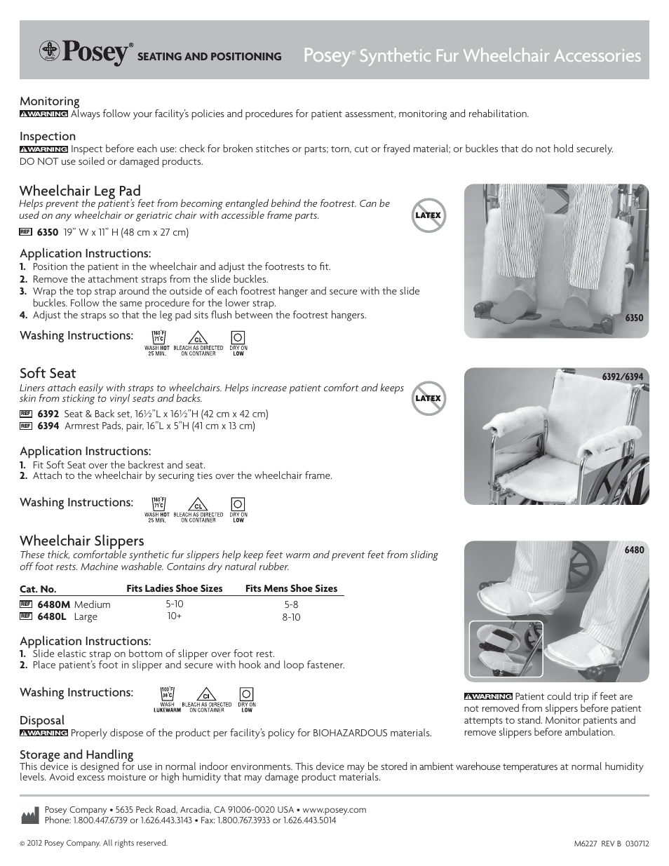 Posey Wheelchair Leg Pad User Manual | 1 page