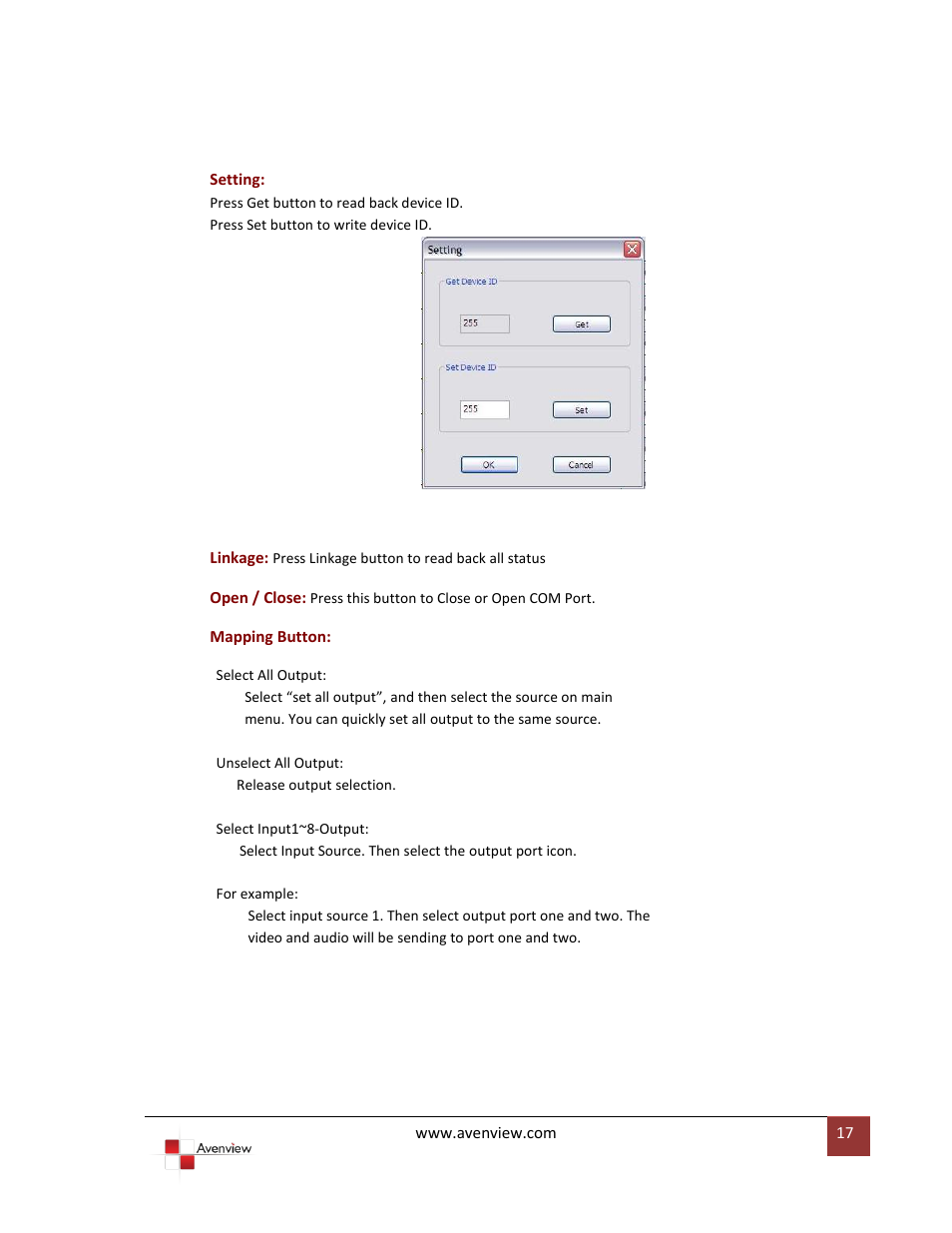 Avenview SW-HDM3D-C5-8X8 User Manual | Page 17 / 26