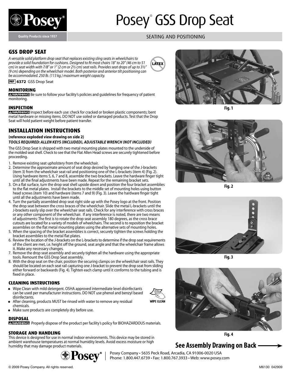 Posey Deluxe Drop Seat User Manual | 2 pages