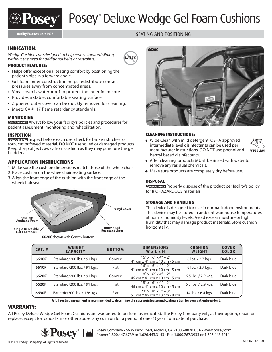 Posey Deluxe Wedge Gel Foam Cushions User Manual | 1 page