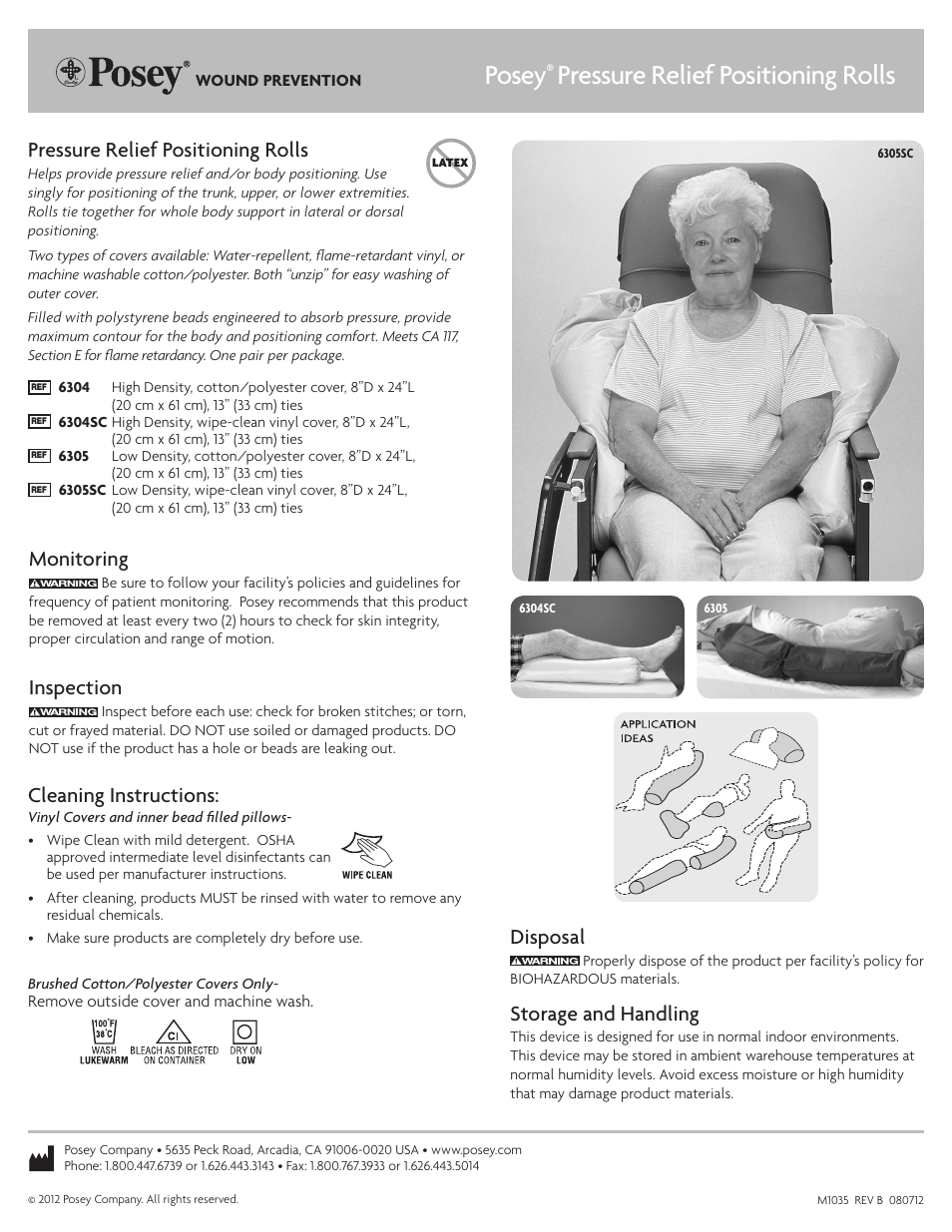 Posey Pressure-Relief Positioning Rolls User Manual | 1 page