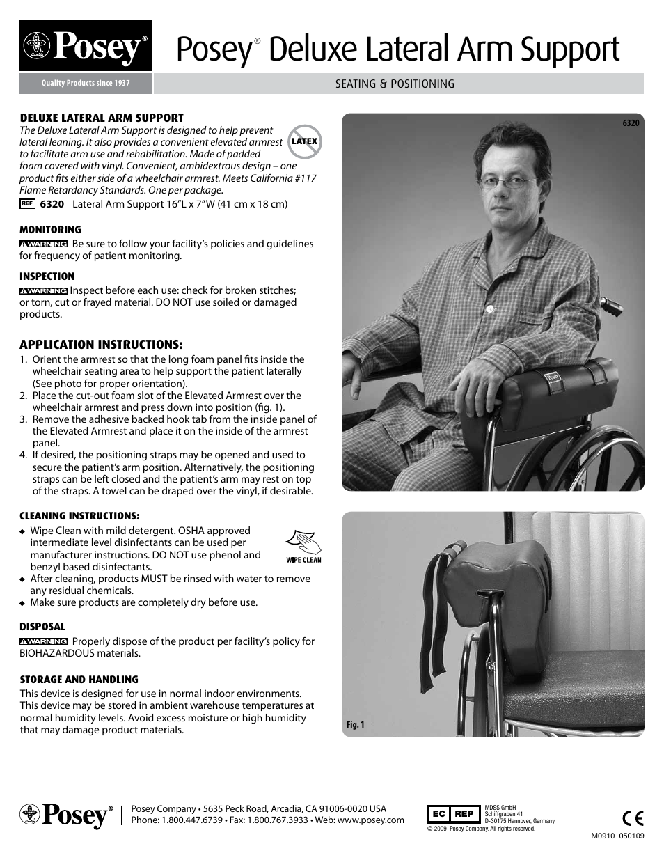 Posey Deluxe Lateral Arm Support User Manual | 1 page