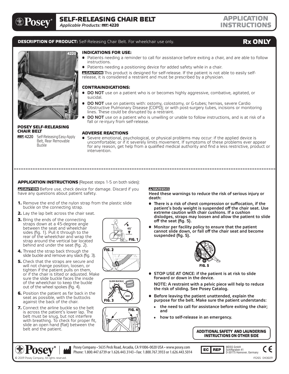 Posey Airline Buckle Belts User Manual | 2 pages