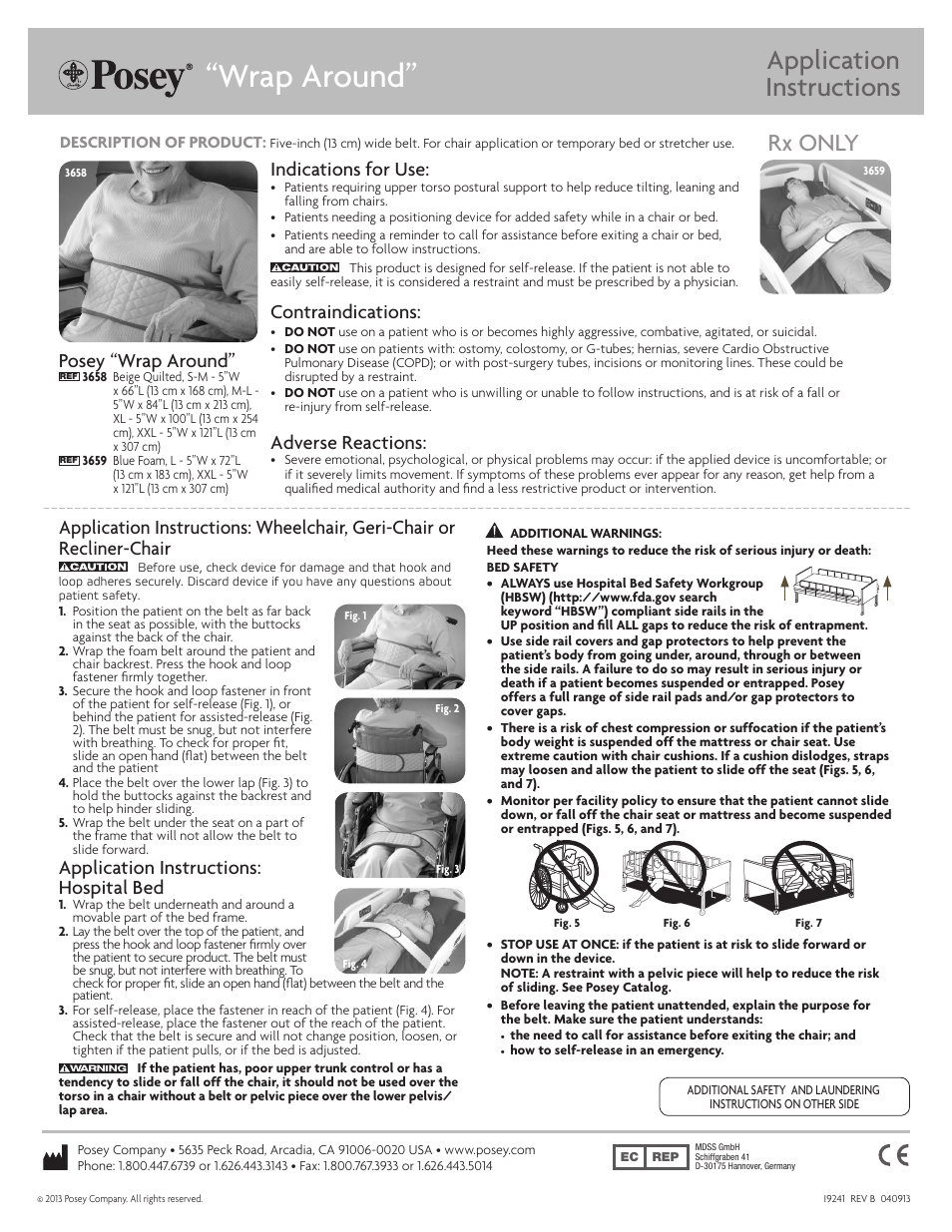 Posey Self-Releasing Wrap-Around User Manual | 2 pages