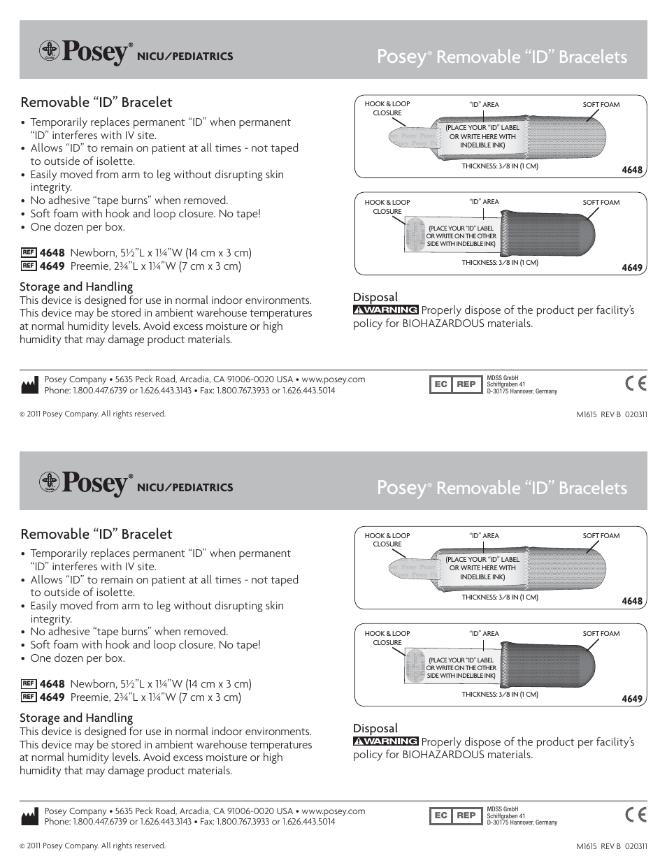 Posey Movable I.D. Bracelet User Manual | 1 page