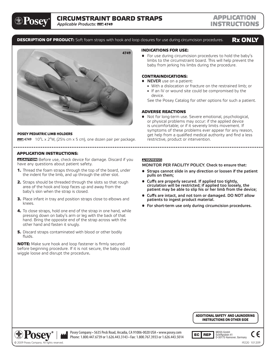 Posey Circumstraint Board Straps User Manual | 2 pages