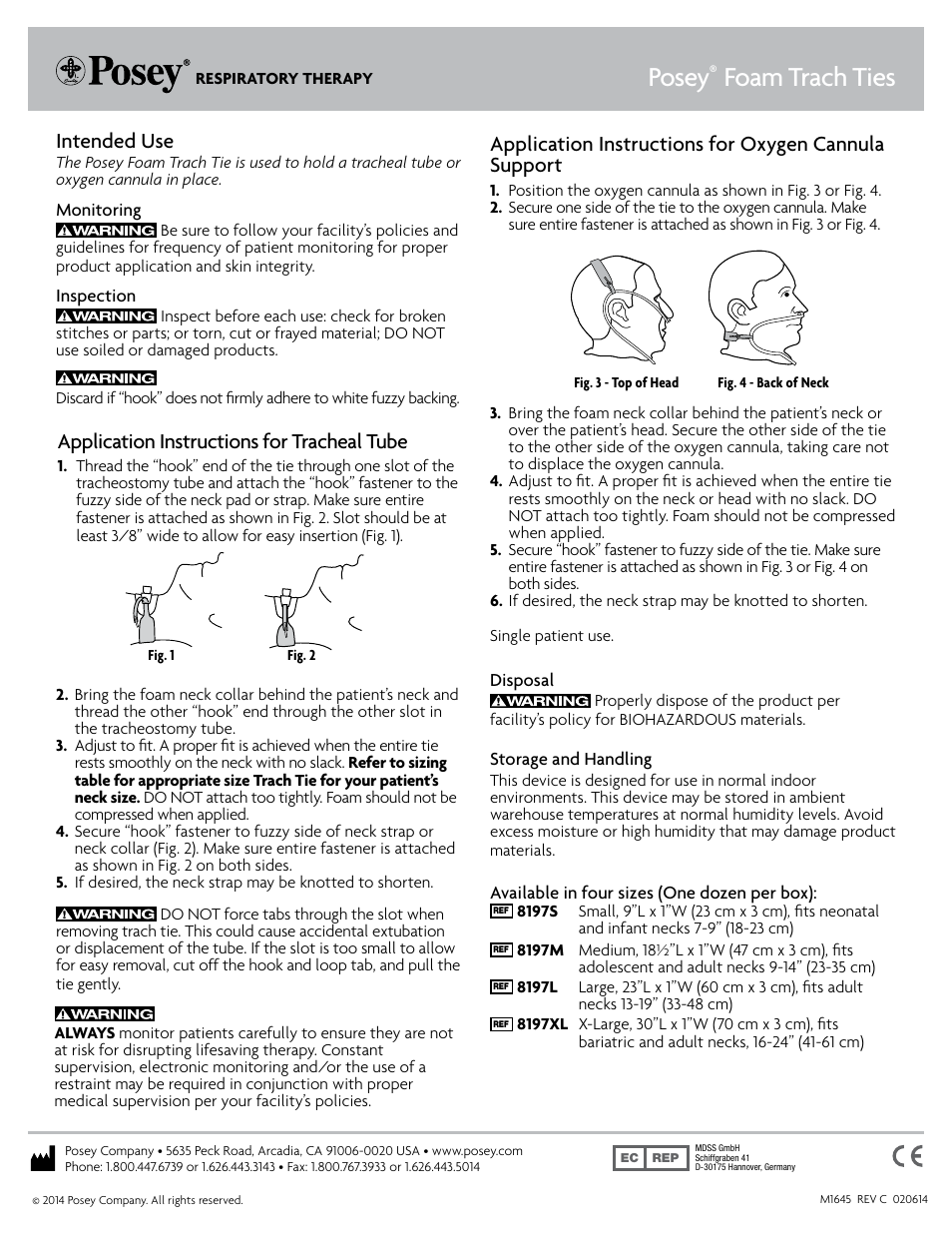 Posey Foam Trach Ties User Manual | 1 page