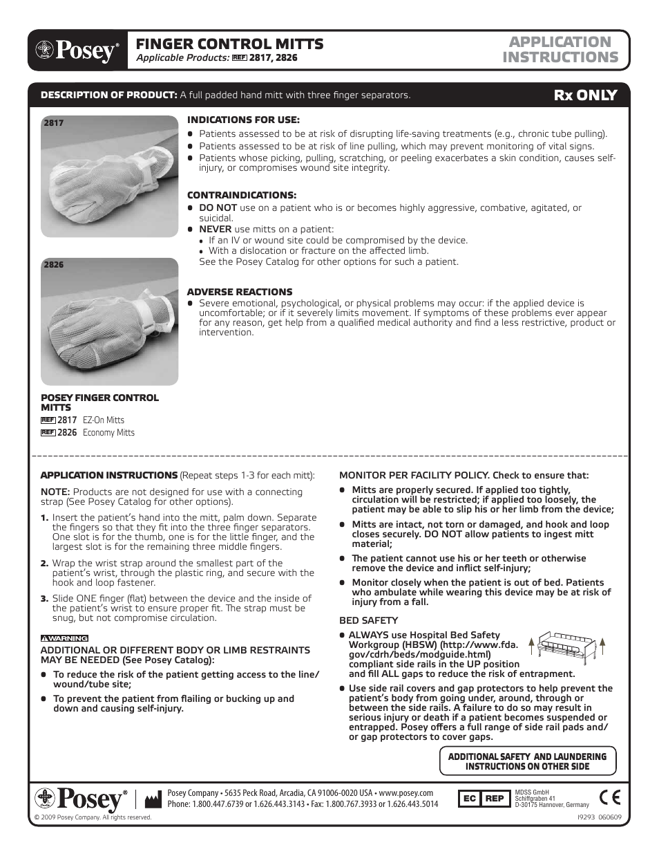 Posey EZ-On Mitts User Manual | 2 pages