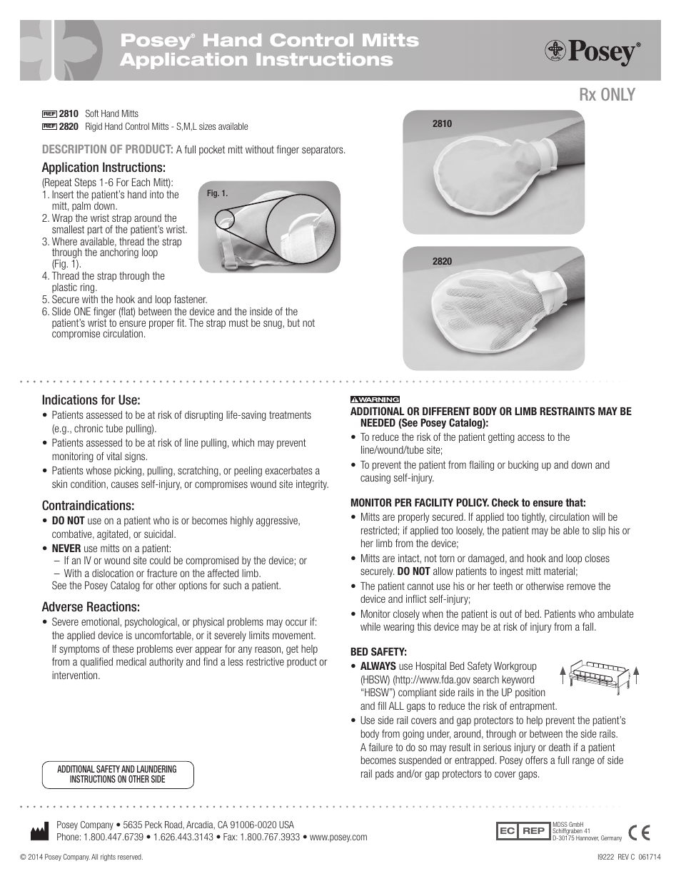 Posey Soft Hand Mitts User Manual | 2 pages