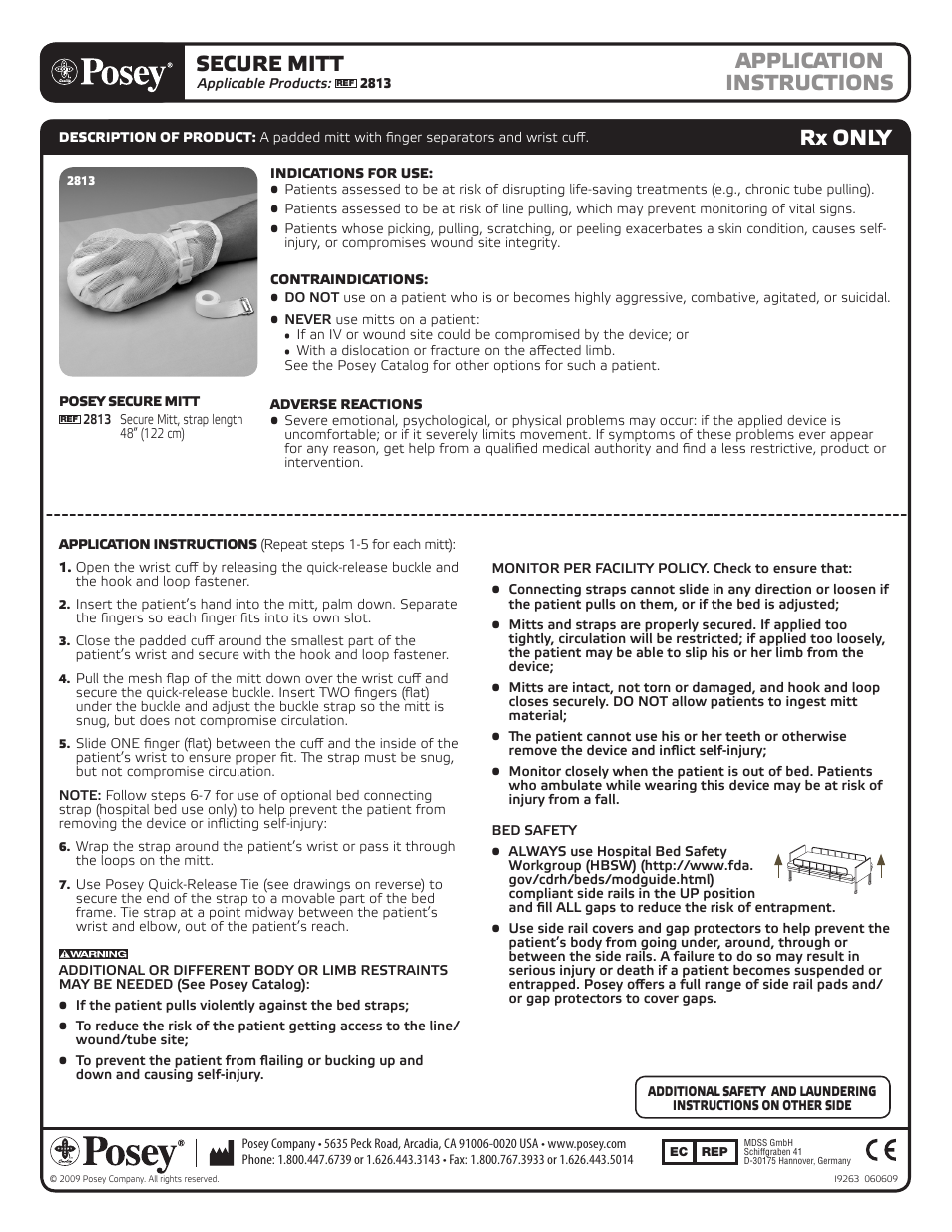 Posey Secure Mitts User Manual | 2 pages