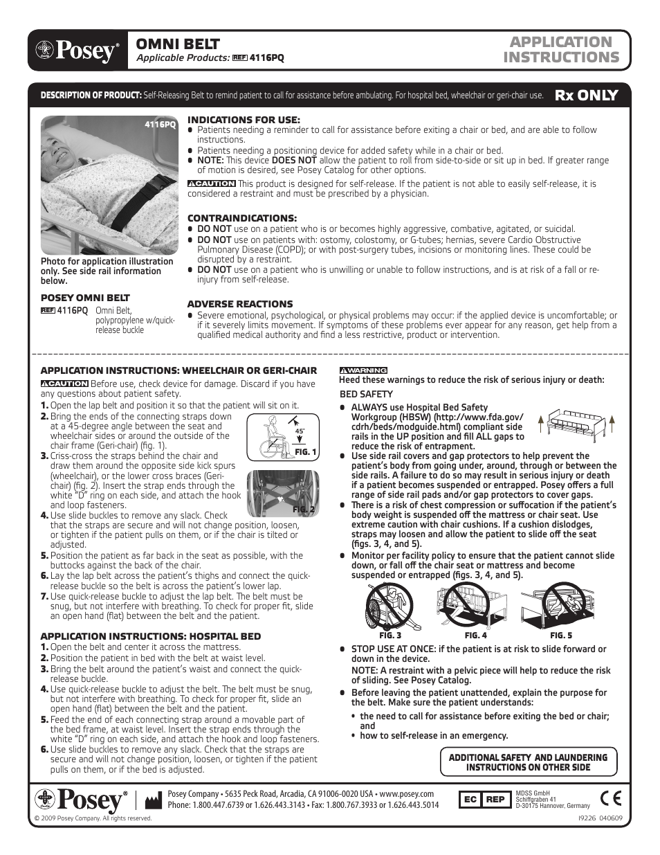 Posey Self-Releasing Omni Belt User Manual | 2 pages