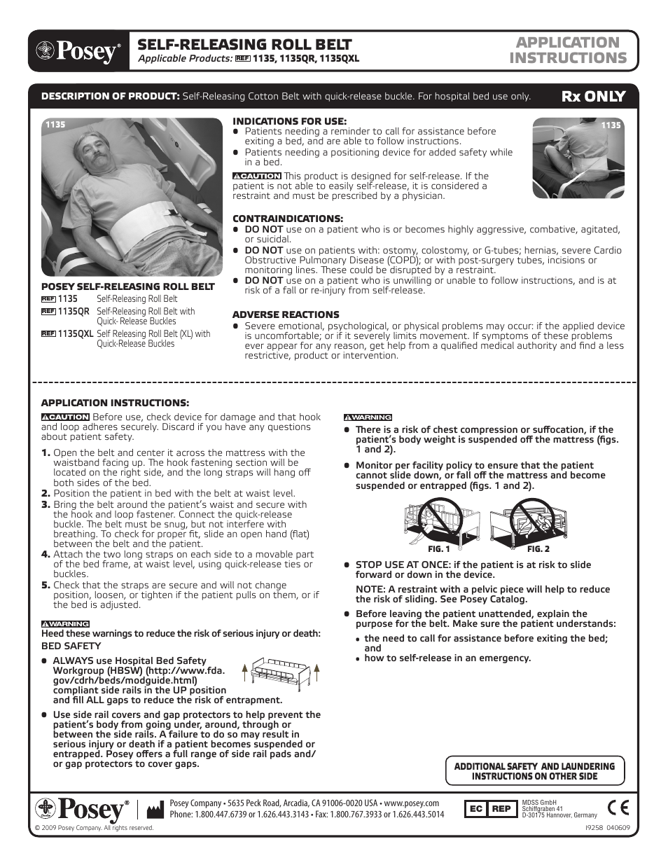 Posey Self-Releasing Roll Belt User Manual | 2 pages