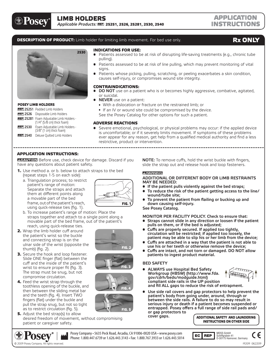 Posey Deluxe Quilted Limb Holders User Manual | 2 pages