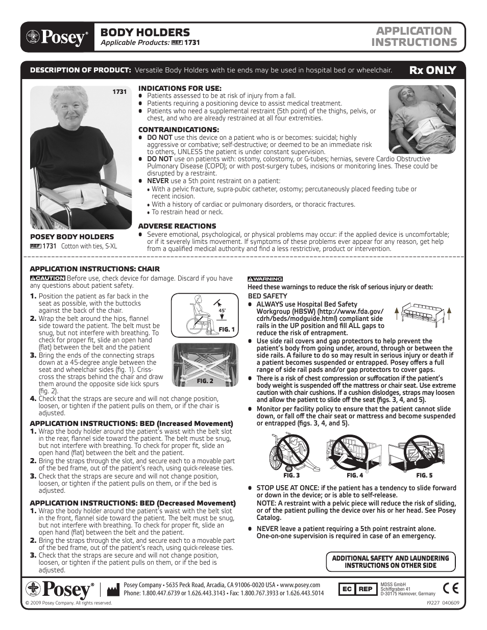 Posey Body Holder User Manual | 2 pages