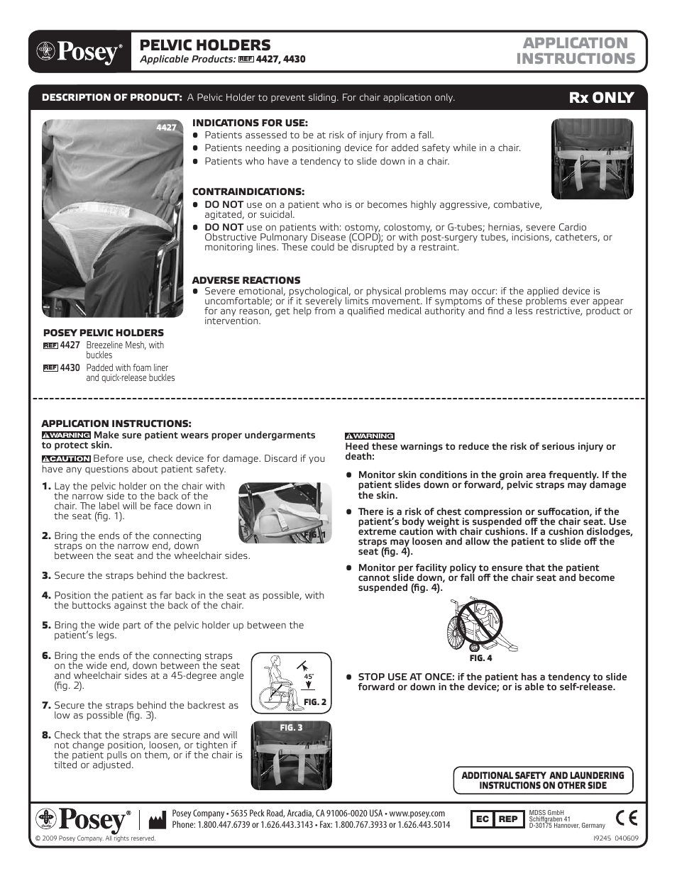 Posey Foam Pelvic Holder User Manual | 2 pages