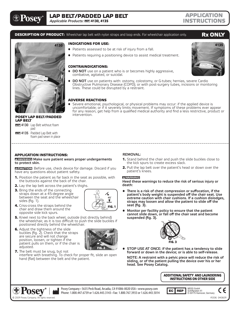 Posey Padded Belt User Manual | 2 pages