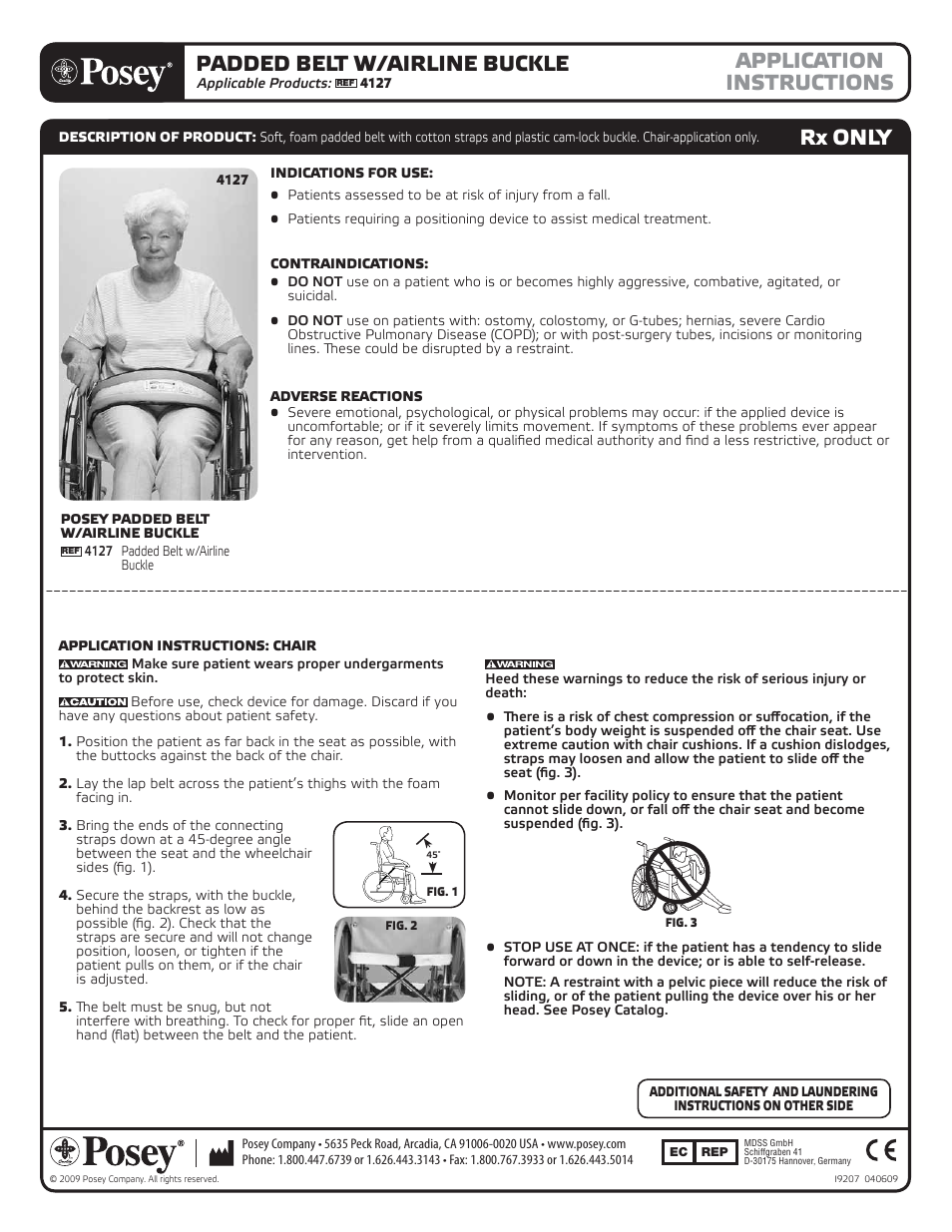 Posey Padded Belt User Manual | 2 pages