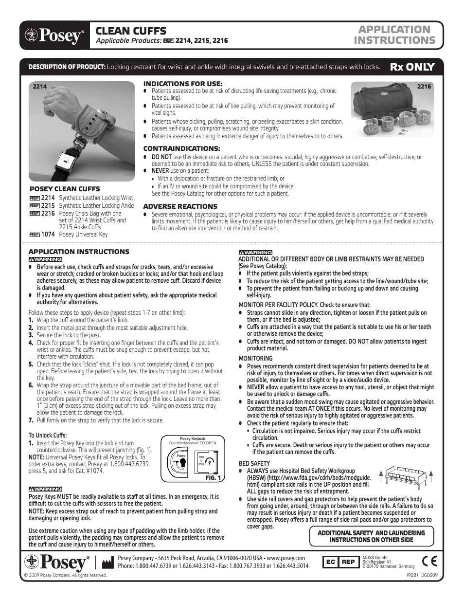 Posey Clean Cuffs User Manual | 2 pages