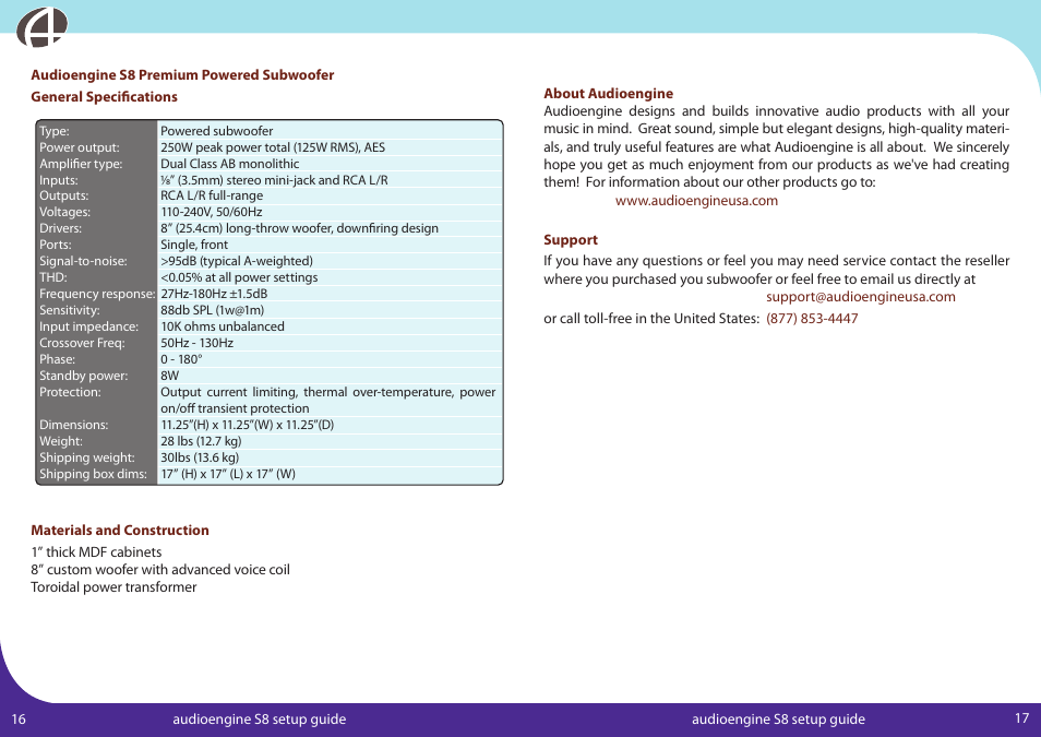 AudioEngine AS8 User Manual | Page 10 / 10