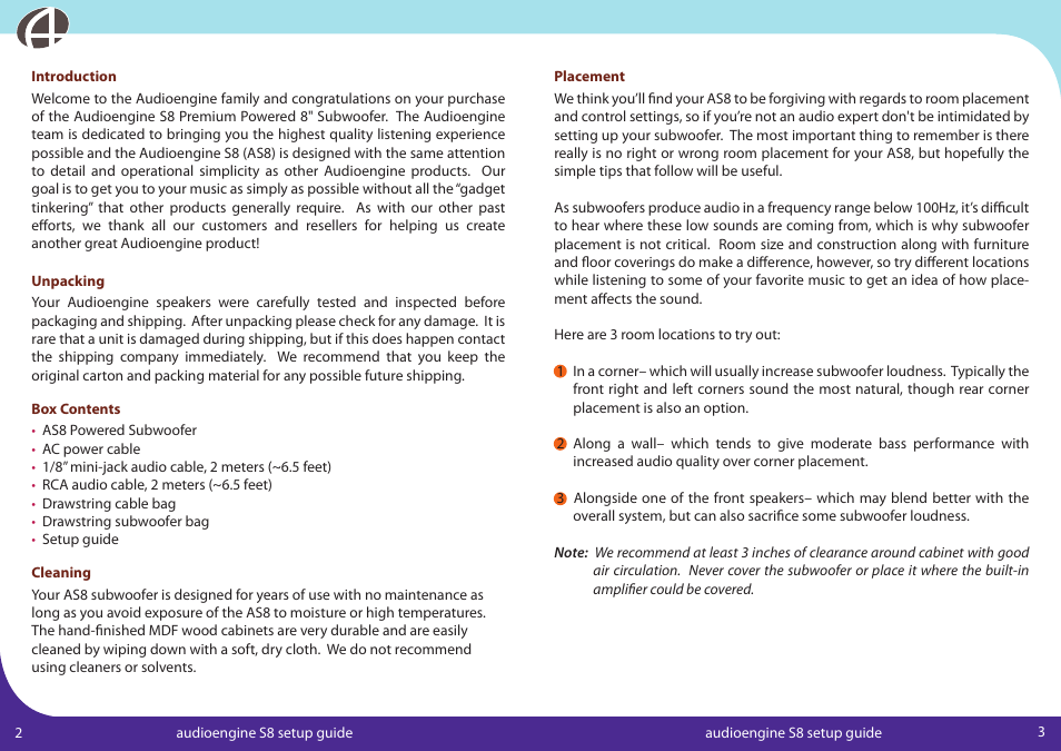 AudioEngine AS8 User Manual | Page 3 / 10