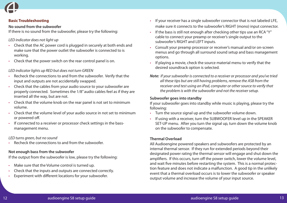 AudioEngine AS8 User Manual | Page 8 / 10