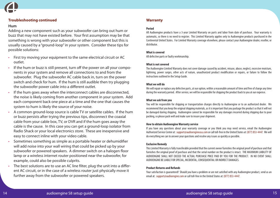 AudioEngine AS8 User Manual | Page 9 / 10